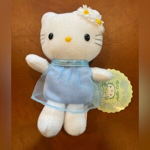 Hello Kitty Smiles Plush 6” New W Tag 2001 Blue Organza Dress Daisies